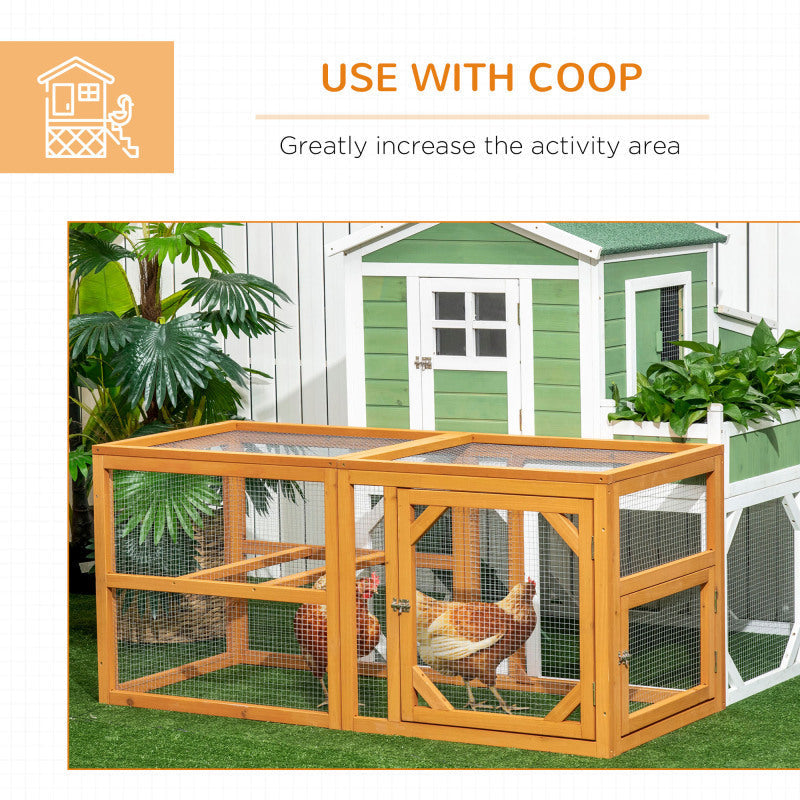 55" Wooden Chicken Coop Add-on, Outdoor Hen House with Synthetic Fiber Mesh, Expandable Mini Chicken Run with Combinable Design