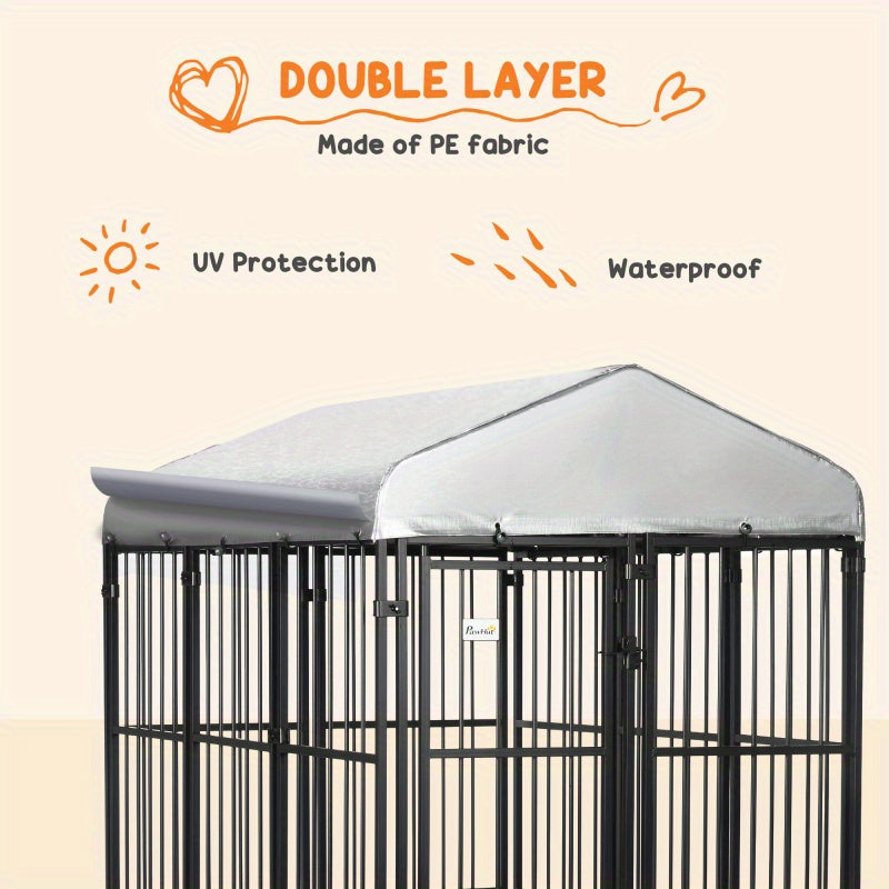 Heavy-Duty 6'x4' Dog Playpen with Waterproof UV-Resistant Canopy - Ideal for Medium & Large Breeds