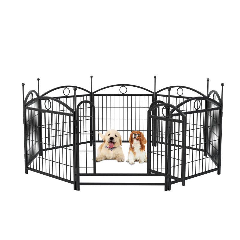 8-Panel Pet Playpen, Heavy Duty Foldable Dog Fence, Exercise Pen with Doors, Synthetic Fiber Material, for Indoor/Outdoor Use, Large/Medium/Small Dogs