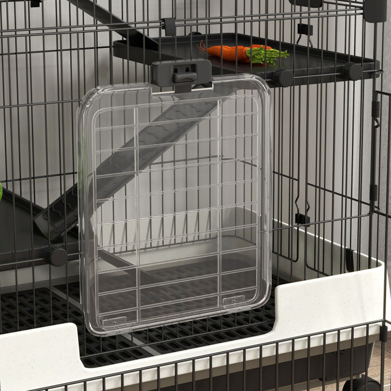 4-Level Small Animal Habitat, Synthetic Fiber, Spacious Portable Cage with Wheels, with Removable Tray Platforms and Ramps, for Chinchilla, Ferret, Bunny, Guinea Pig