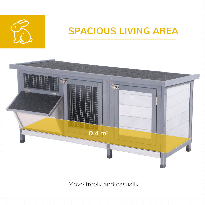 Gray Wooden Rabbit Hutch with Waterproof Roof, Leak-Proof Tray & Feeding Station - Indoor/Outdoor Bunny Cage for Guinea Pigs and Small Pets