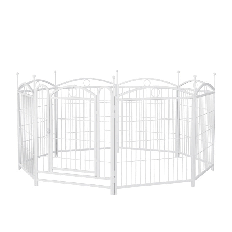 8-Panel 32-Inch Heavy-Duty Metal Dog Playpen, Foldable Pet Fence with Doors for Indoor/Outdoor Use, Synthetic Fiber Exercise Pen for Large, Medium, Small Dogs