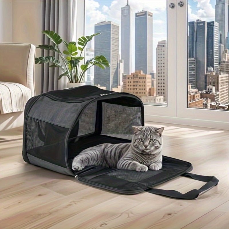 Travel- Friendly Soft- Sided Pet Carrier, Airline Approved Collapsible Cat Crate for Pets up to 20lbs