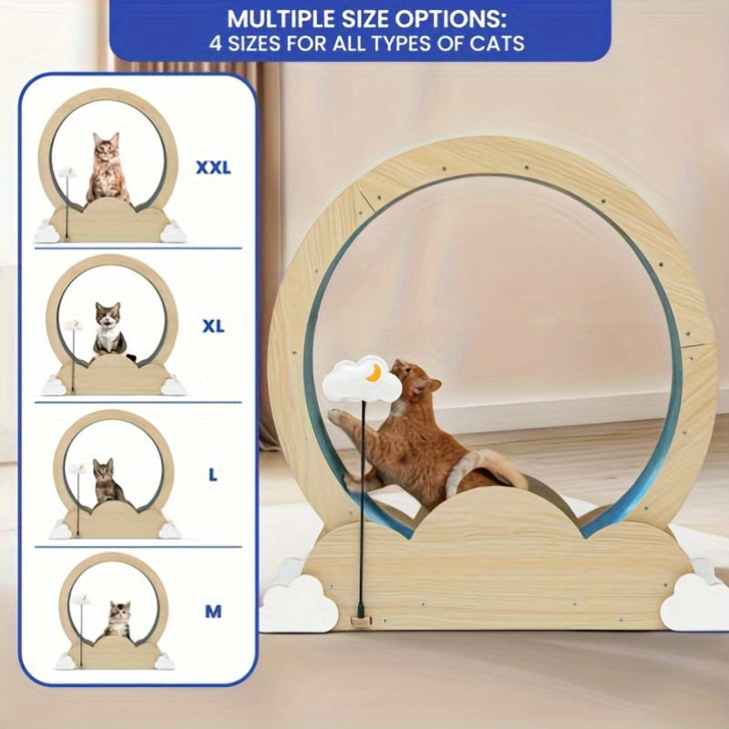 Wooden Design Cat Wheel with Safety Lock- Quiet Operation, Suitable for Indoor Pets