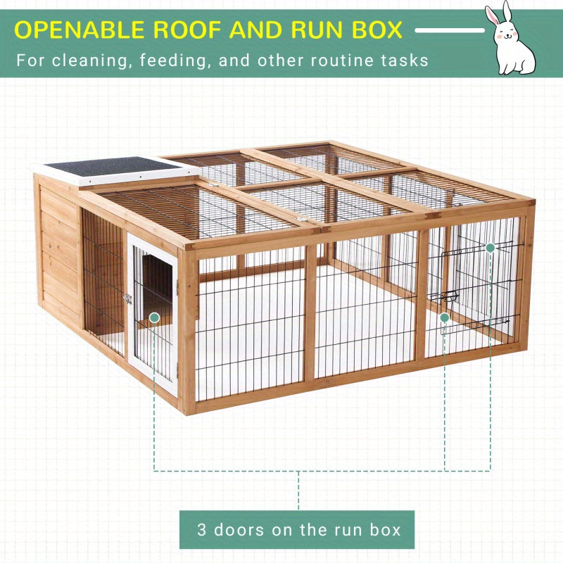 Deluxe Rabbit Hutch - Waterproof, Indoor/Outdoor Bunny Cage with Openable Main House & 3 Ventilation Doors for Small Pets