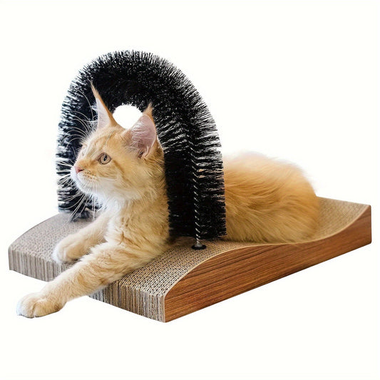 Deluxe Cat Groomer 2.0 - Arch Face Scratcher, Massager, and Brush for Gentle Back Grooming, Relaxation, and Shedding Reduction - Suitable for Indoor Kittens and Small Dogs