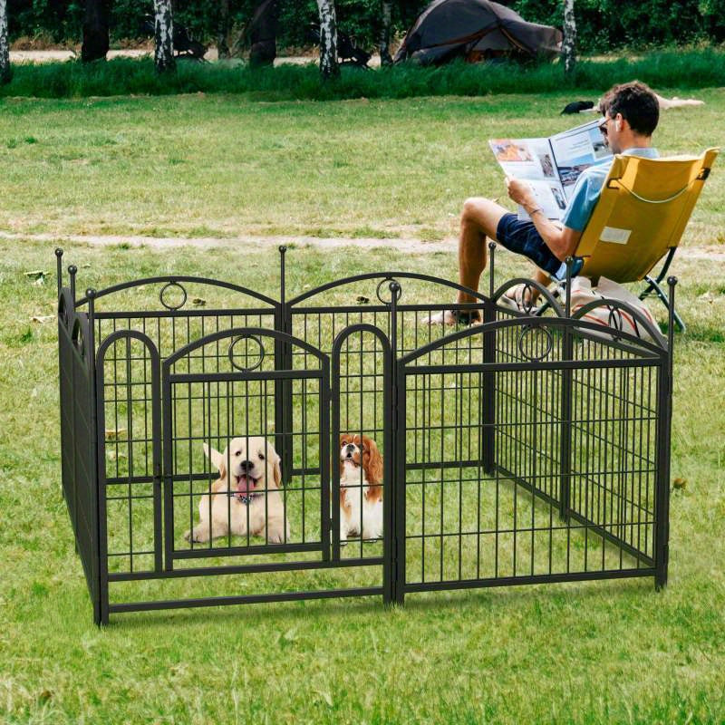 8-Panel Pet Playpen, Heavy Duty Foldable Dog Fence, Exercise Pen with Doors, Synthetic Fiber Material, for Indoor/Outdoor Use, Large/Medium/Small Dogs