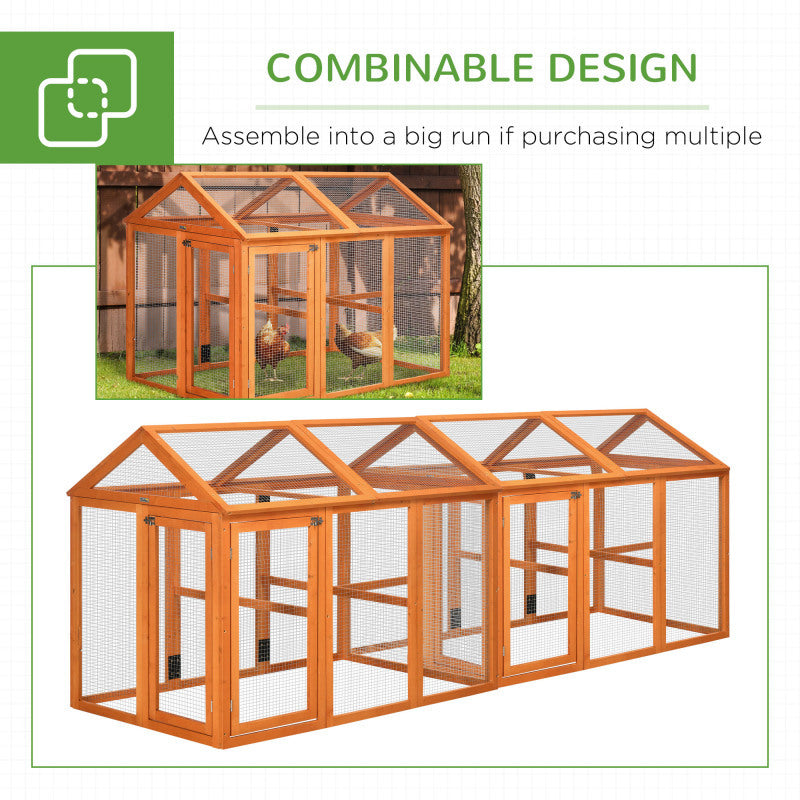 Large Wooden Chicken Coop, Combinable Design with Perches and Doors, Outdoor Backyard Farm Poultry House, Synthetic Fiber Material, 4.6' x 2.8' - Orange