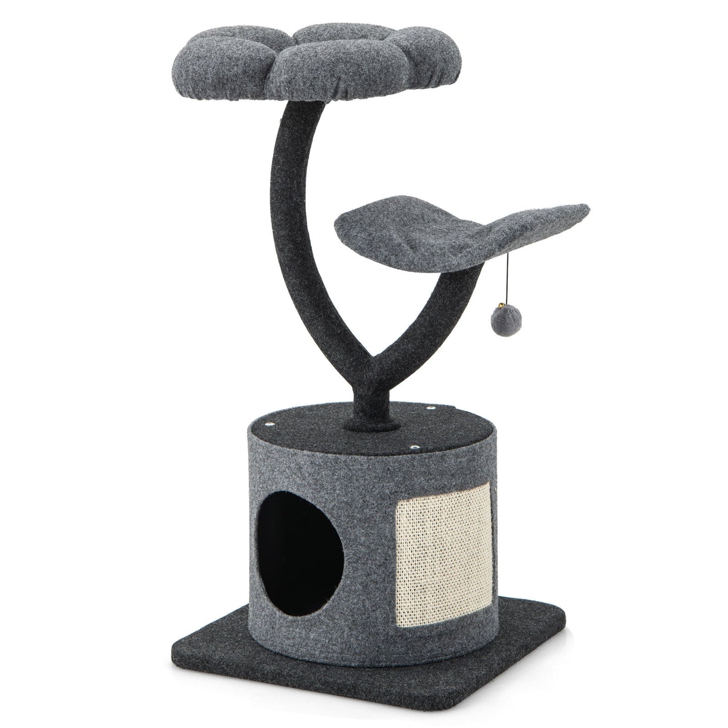 Cat Tree for Indoor Cats, 35" Tall Cat Tower w/ Curved Metal Supporting Frame, Sisal Scratching Board, 2 Perches, Cat Condo, 3-Layer Cat Activity Center, Cat Furniture for Large & Small Cats