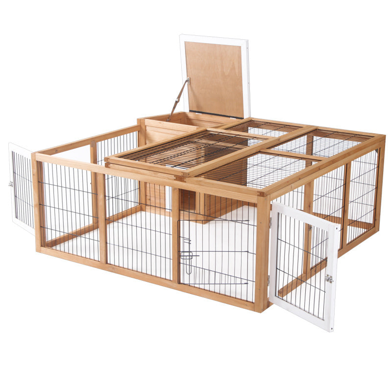 Deluxe Rabbit Hutch - Waterproof, Indoor/Outdoor Bunny Cage with Openable Main House & 3 Ventilation Doors for Small Pets