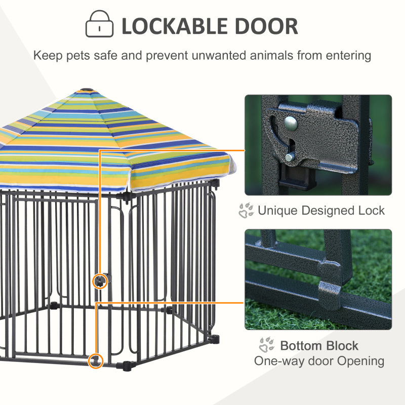 Heavy-Duty 48" x 41" Dog Playpen - Weatherproof Outdoor Pet Cage with Locking Door, Durable Metal Frame & Polyester Roof for Puppy Exercise