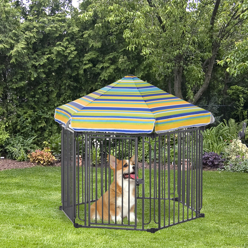 Heavy-Duty 48" x 41" Dog Playpen - Weatherproof Outdoor Pet Cage with Locking Door, Durable Metal Frame & Polyester Roof for Puppy Exercise