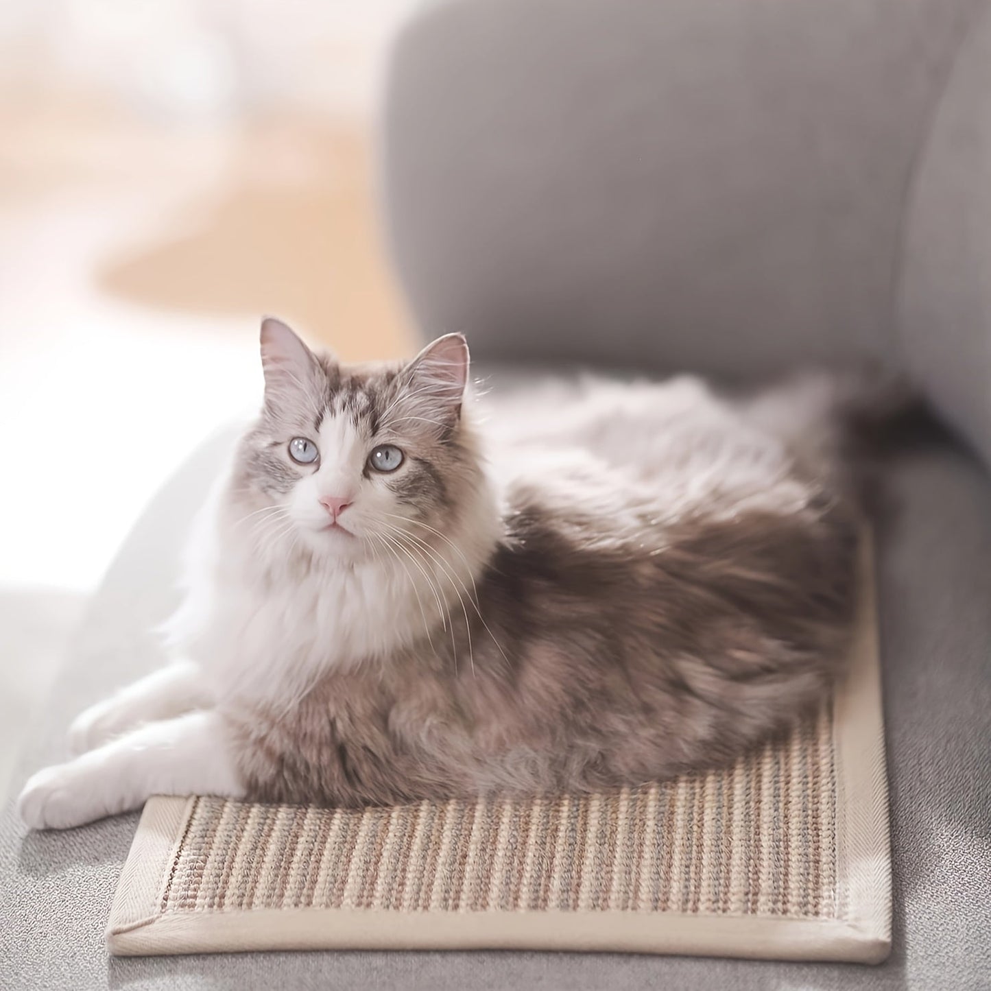 Premium Sisal Cat Scratching Mat - Horizontal, Thickened Cream Floor Pad for Claw Care & Furniture Protection, 23.6 x 15.7 Inches