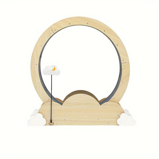 Wooden Design Cat Wheel with Safety Lock- Quiet Operation, Suitable for Indoor Pets