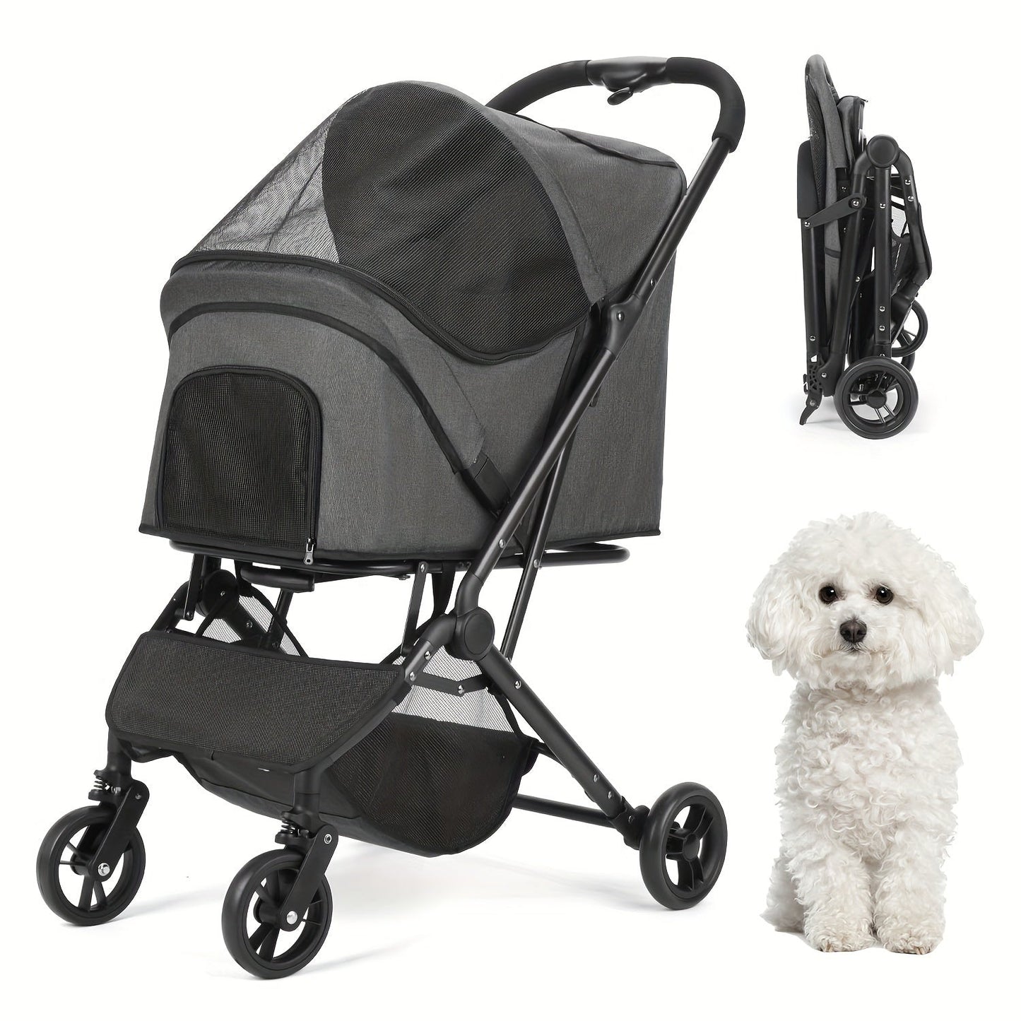 Pet Cart Dog Cat Slow Sports Car 4 Quick Folding Wheels Folding Light Station Wagon Suitable For Small To Medium Sized Dog Cats