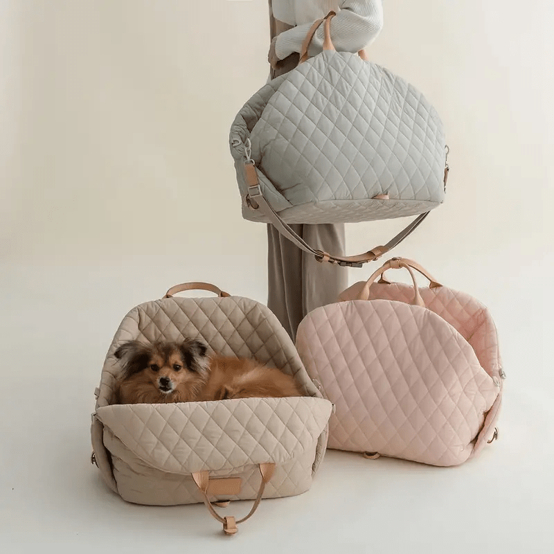 Gray green polyester exterior waterproof material pet car safety seat bag dog outdoor travel bag dog car safety seat travel cat carrying bag pet belt leash, suitable for various scenarios