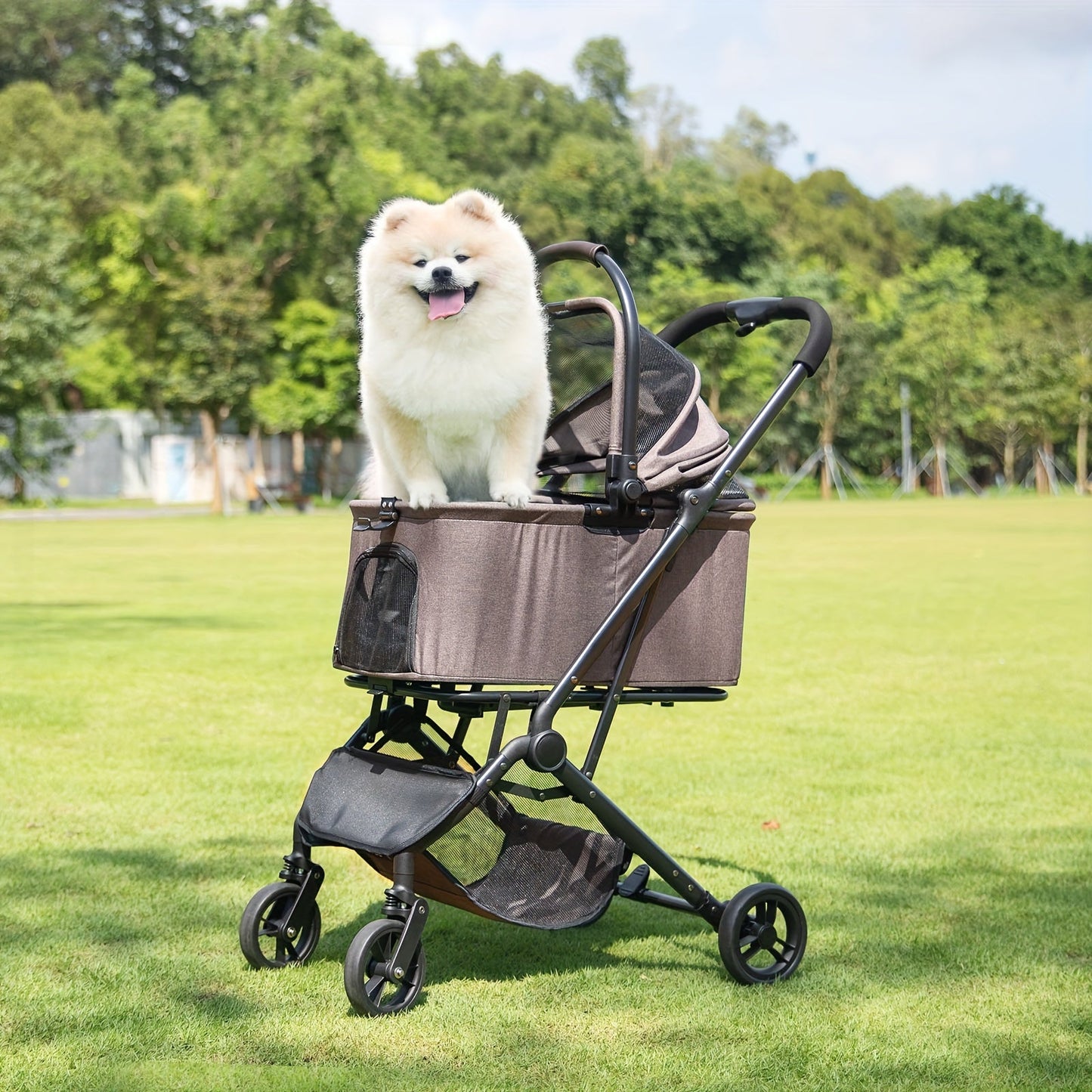 Pet Stroller, 3 In 1 Dog Stroller, Suitable For Small, Medium, Cat, With Removable Strap, Folding Dog Stroller, Suitable For Travel Pet Stroller, (p11 Carrier, Coffee)