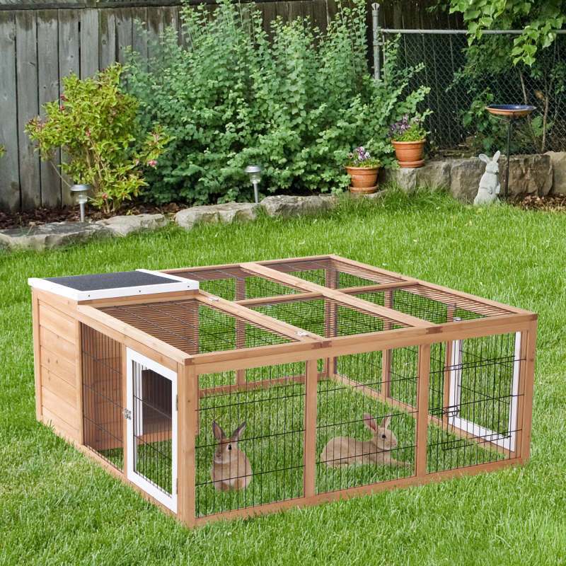 Deluxe Rabbit Hutch - Waterproof, Indoor/Outdoor Bunny Cage with Openable Main House & 3 Ventilation Doors for Small Pets