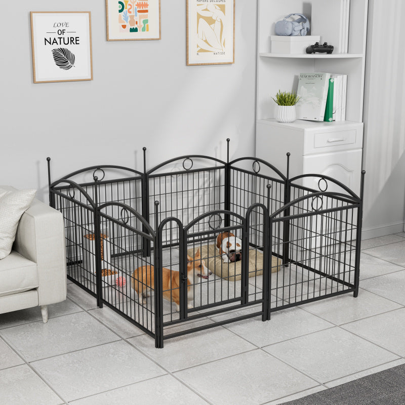 8-Panel Pet Playpen, Heavy Duty Foldable Dog Fence, Exercise Pen with Doors, Synthetic Fiber Material, for Indoor/Outdoor Use, Large/Medium/Small Dogs