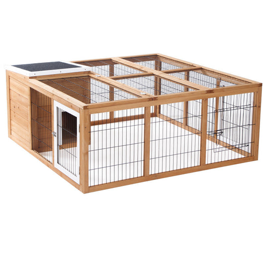 Deluxe Rabbit Hutch - Waterproof, Indoor/Outdoor Bunny Cage with Openable Main House & 3 Ventilation Doors for Small Pets