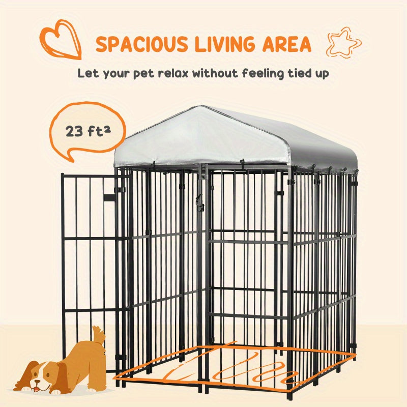 Heavy-Duty 6'x4' Dog Playpen with Waterproof UV-Resistant Canopy - Ideal for Medium & Large Breeds