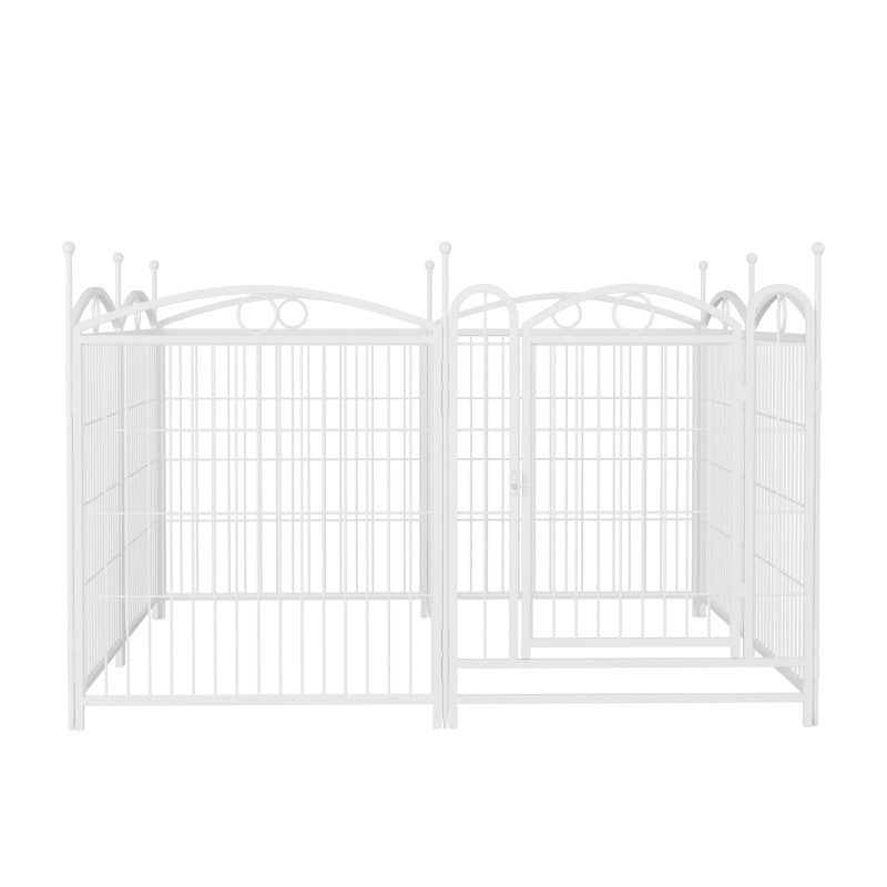 8-Panel 32-Inch Heavy-Duty Metal Dog Playpen, Foldable Pet Fence with Doors for Indoor/Outdoor Use, Synthetic Fiber Exercise Pen for Large, Medium, Small Dogs