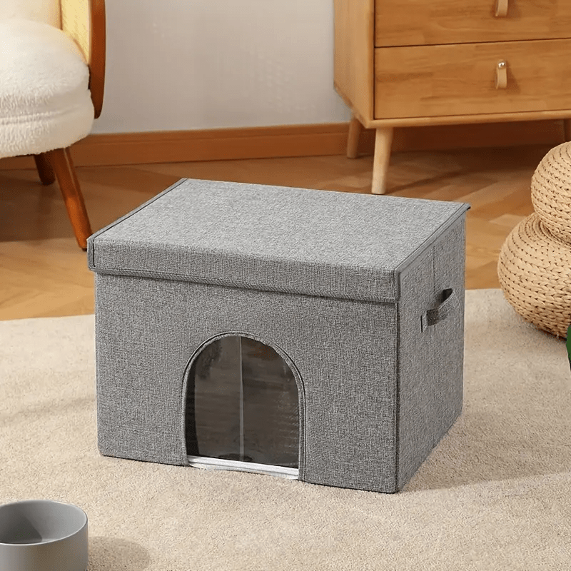 A foldable polyester cat bed with cooling ice pack - assembled, portable pet house that provides cats with a comfortable and cool summer sleeping environment year-round (stable structure, no collapse when lying down)