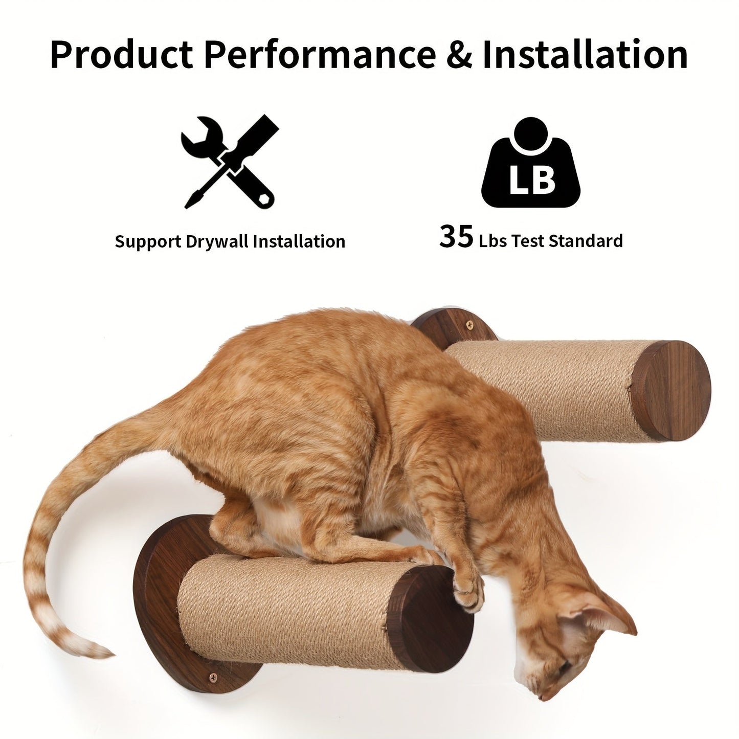 Cat Wall Furniture, 2 Pcs, 11.8 Inch Cat Climbing Step Wall Mounted With Jute Scratching For Most Kitten, Large Cats And Medium