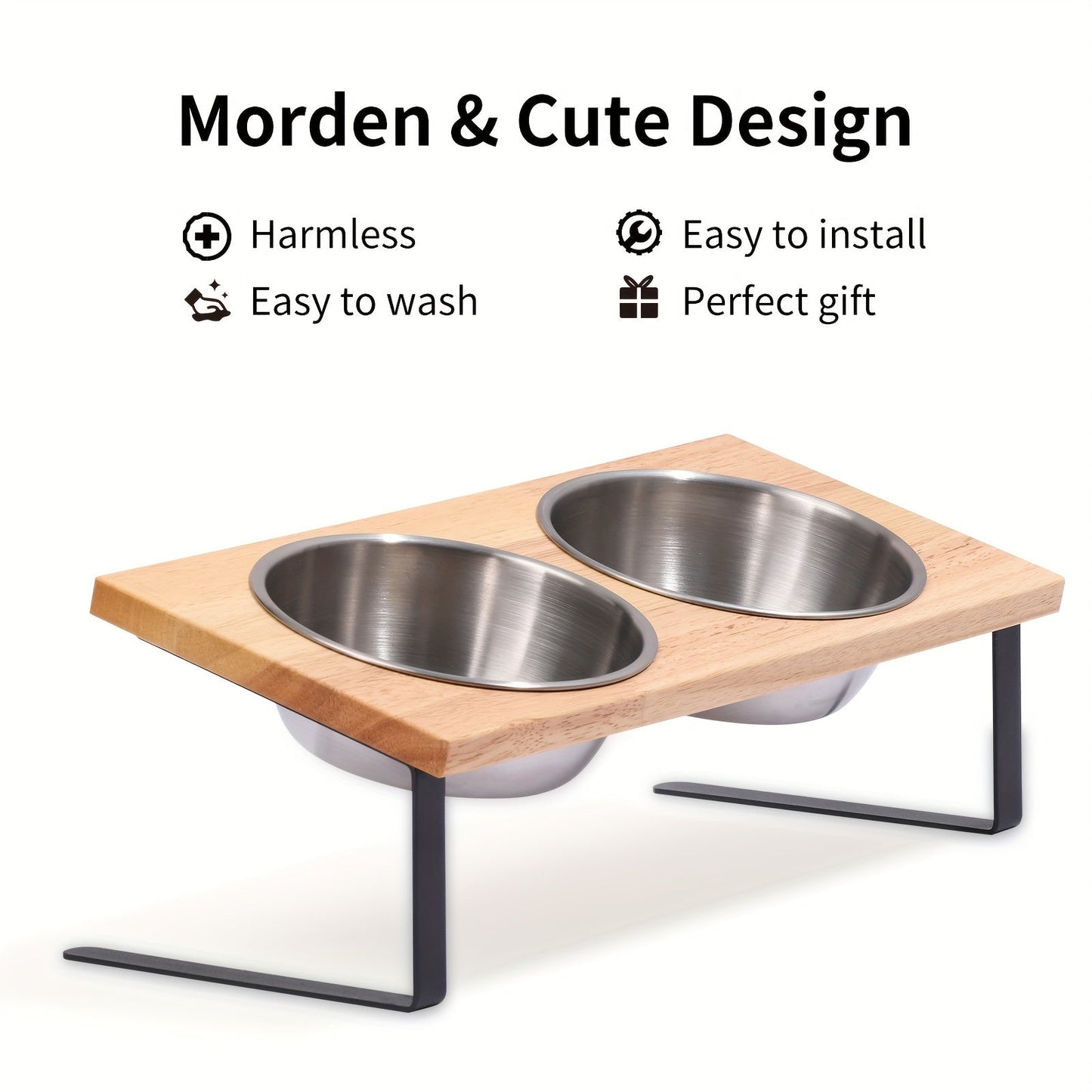 Deluxe Elevated Feeding Station - Raised Bowls for Small Dogs and Cats with 15° Tilted Stainless Steel Stand, Rubber Board, Food and Water Bowl Set for Healthy Eating and Easy Cleaning