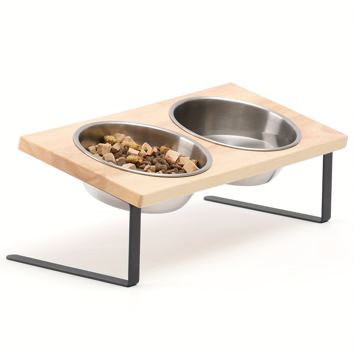 Deluxe Elevated Feeding Station - Raised Bowls for Small Dogs and Cats with 15° Tilted Stainless Steel Stand, Rubber Board, Food and Water Bowl Set for Healthy Eating and Easy Cleaning