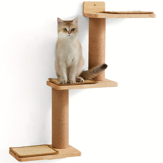 Cat Wall Shelves, DIY Cat Wall Jungle And Cats Perch Platform Supplies, 3 In 1 Transformable Kitty Scratching Post Wall Mounted, Suit For Cats Climb, Play, Scratch