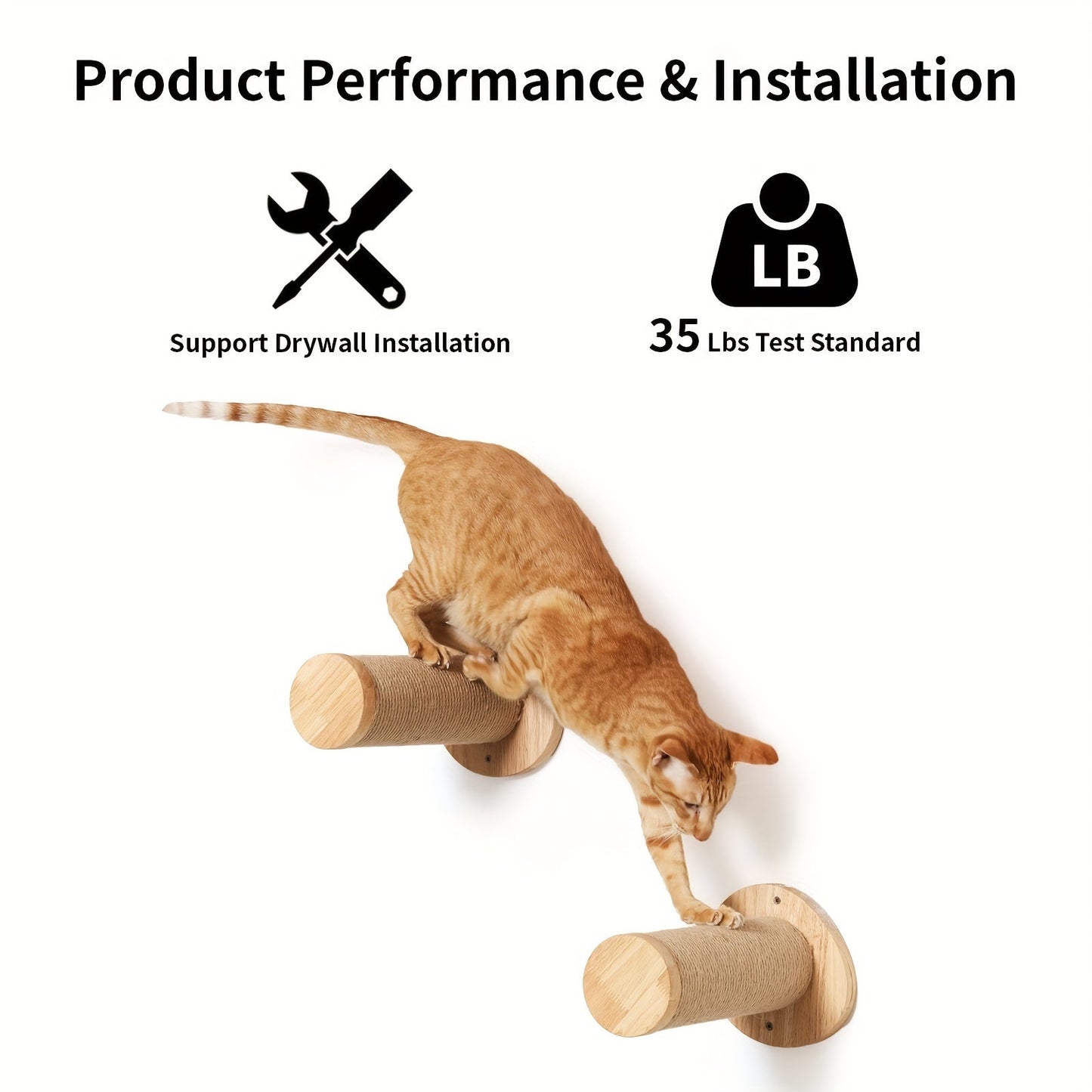 Cat Wall Furniture, 2 Pcs, 11.8 Inch Cat Climbing Step Wall Mounted With Jute Scratching For Most Kitten, Large Cats And Medium