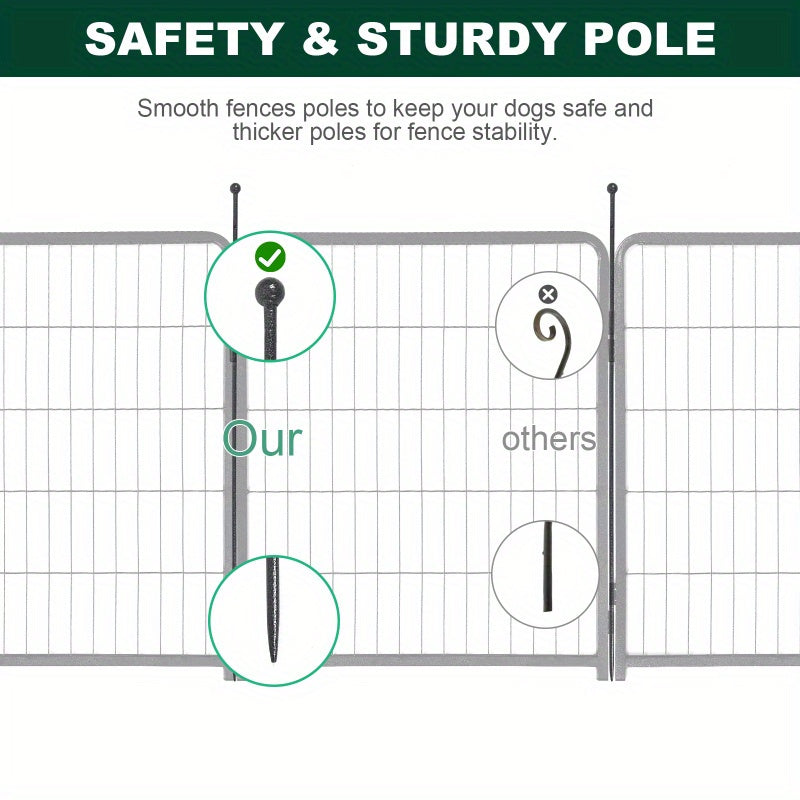 16-Panel Heavy-Duty Modular Metal Pet Playpen, 31.6" High Synthetic Fiber Dog Fence with Dual Gates for Outdoor and Indoor Use