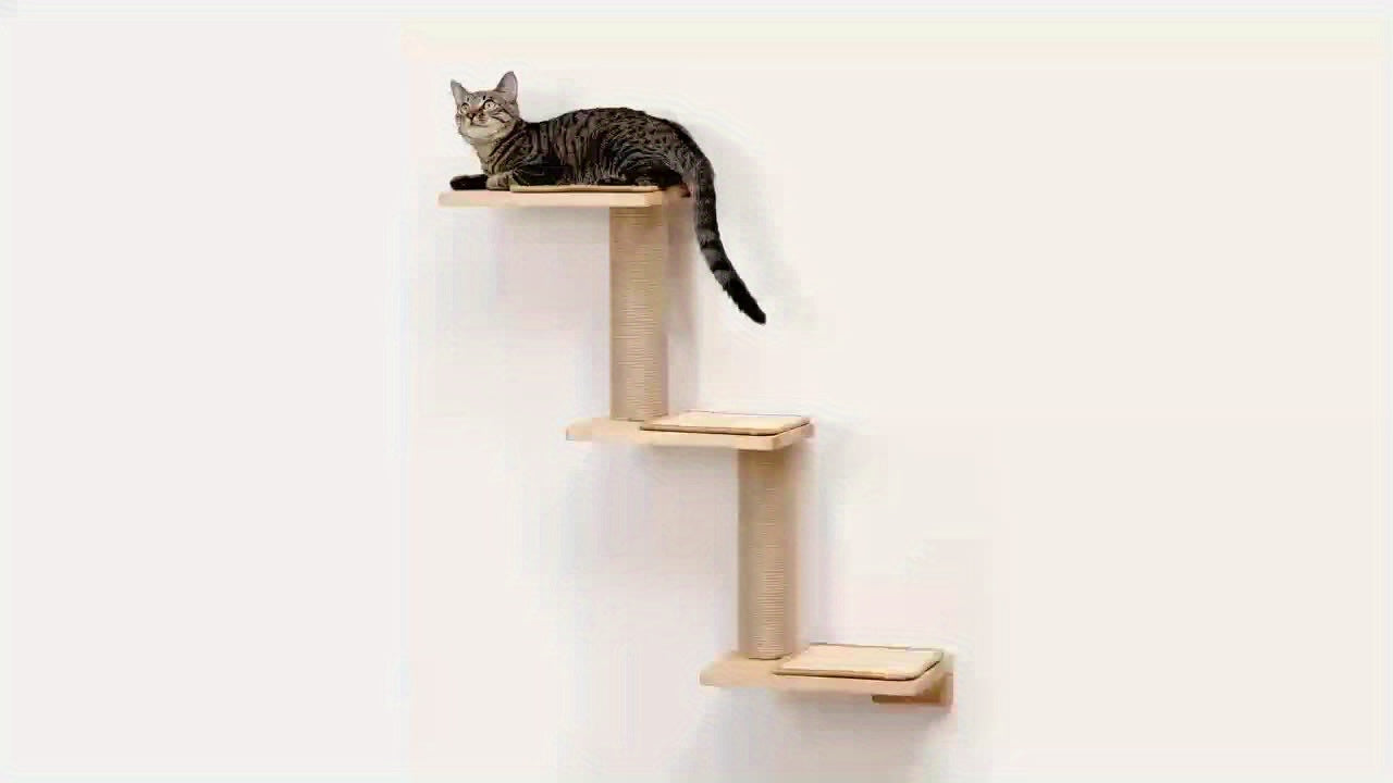 Cat Wall Shelves, DIY Cat Wall Jungle And Cats Perch Platform Supplies, 3 In 1 Transformable Kitty Scratching Post Wall Mounted, Suit For Cats Climb, Play, Scratch