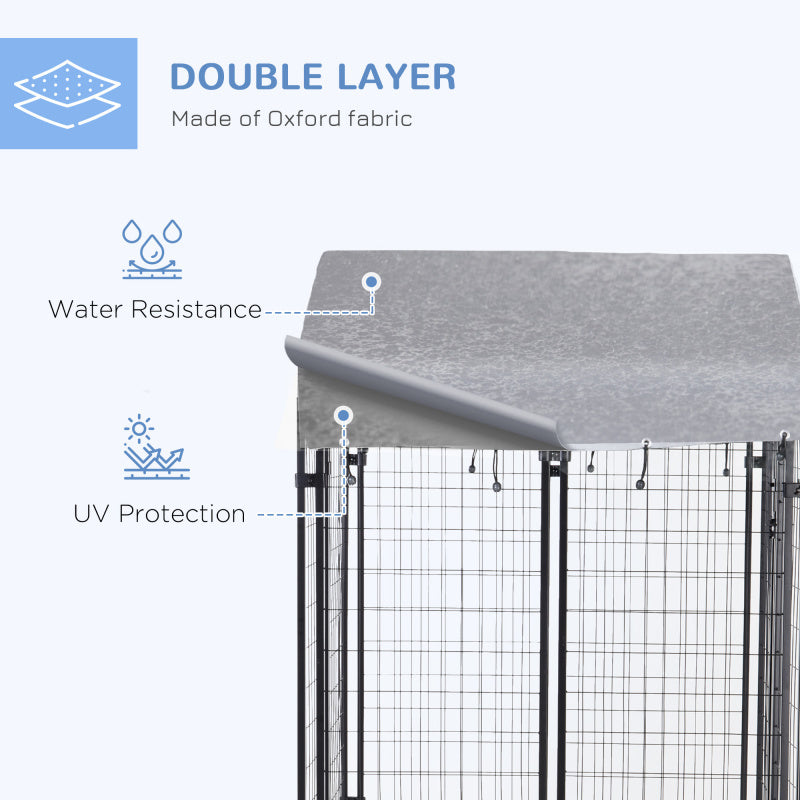 Easy-Clean, 4'x4'x4.5' Dog Playpen - Outdoor Kennel with Lockable Door & Water-Resistant Canopy for Small to Medium Breeds