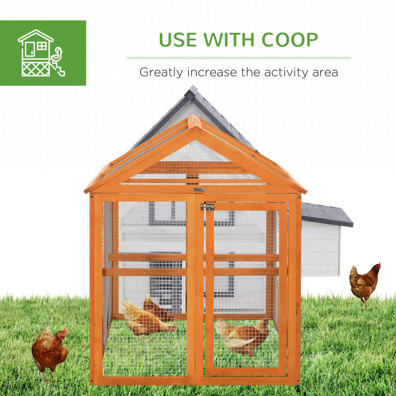 Large Wooden Chicken Coop, Combinable Design with Perches and Doors, Outdoor Backyard Farm Poultry House, Synthetic Fiber Material, 4.6' x 2.8' - Orange