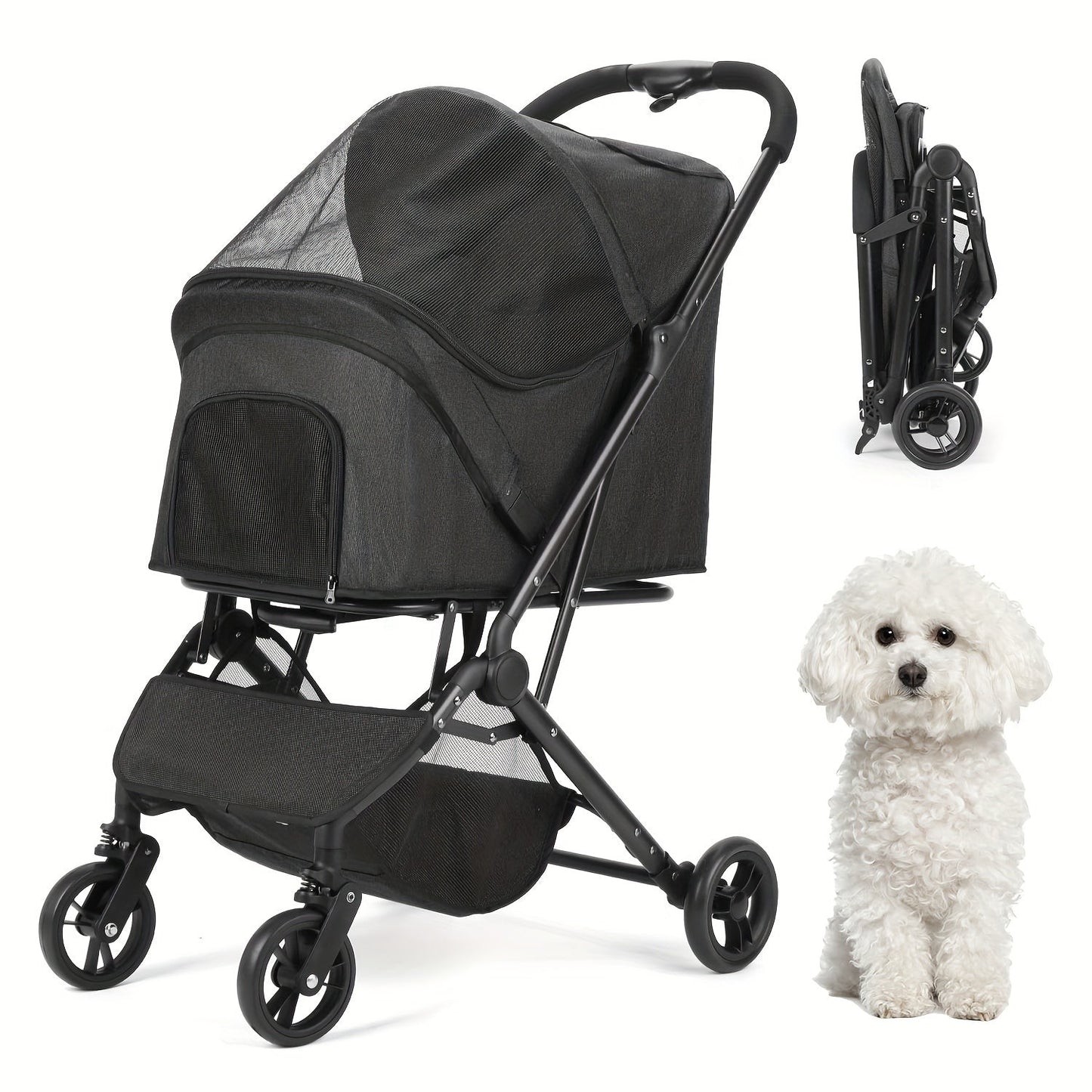 Pet Cart Dog Cat Slow Sports Car 4 Quick Folding Wheels Folding Light Station Wagon Suitable For Small To Medium Sized Dog Cats