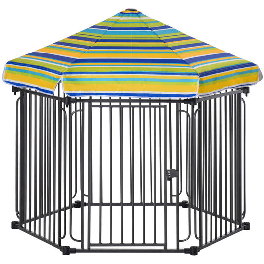 Heavy-Duty 48" x 41" Dog Playpen - Weatherproof Outdoor Pet Cage with Locking Door, Durable Metal Frame & Polyester Roof for Puppy Exercise