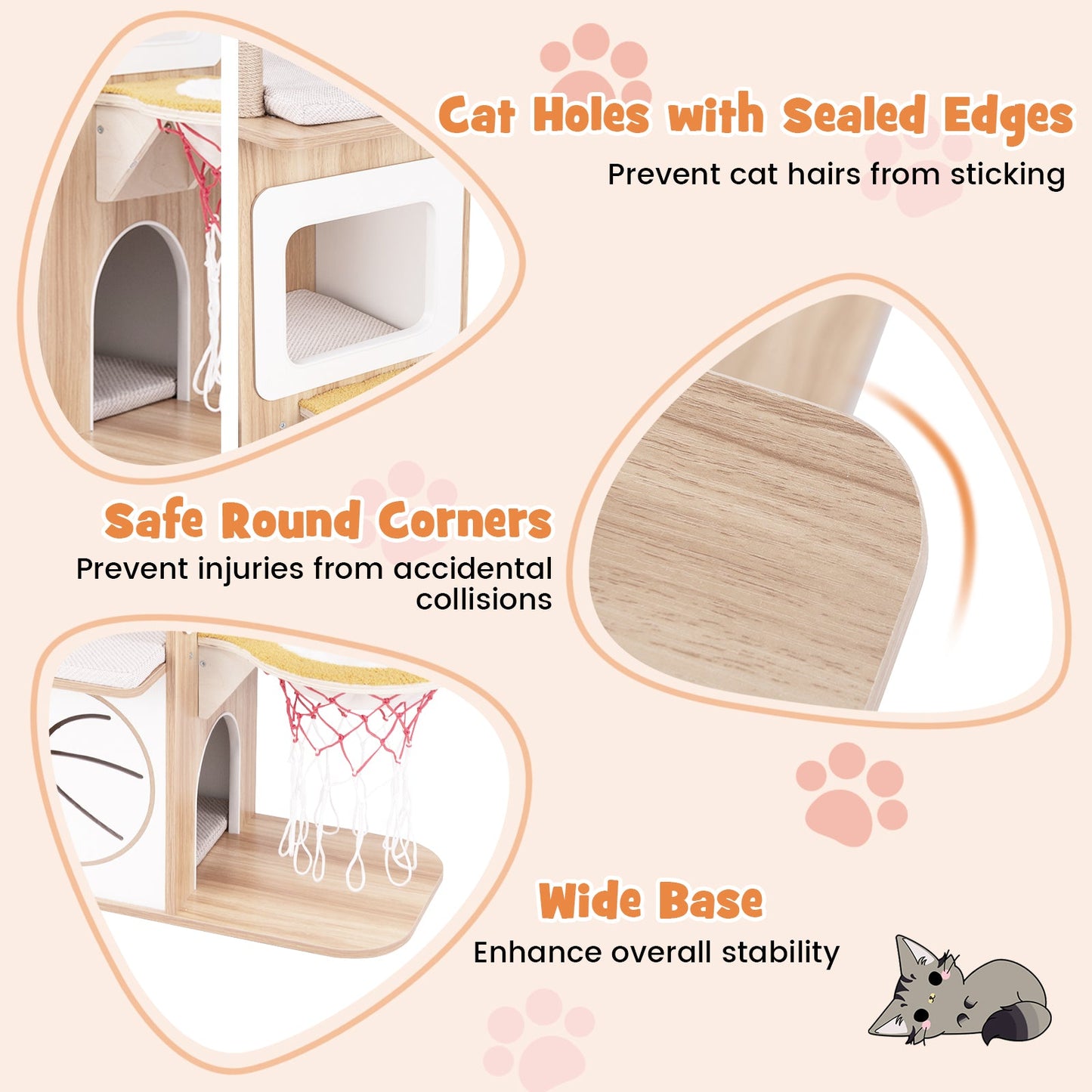 47" Cat Tree, 5-Layer Sports-Themed Cat Tower w/ 2 Cat Condos, Perches, Basketball Hoop Hammock, Jute Scratching Posts, Removable & Washable Cushions, Modern Kitten Activity Center for Indoor Cats