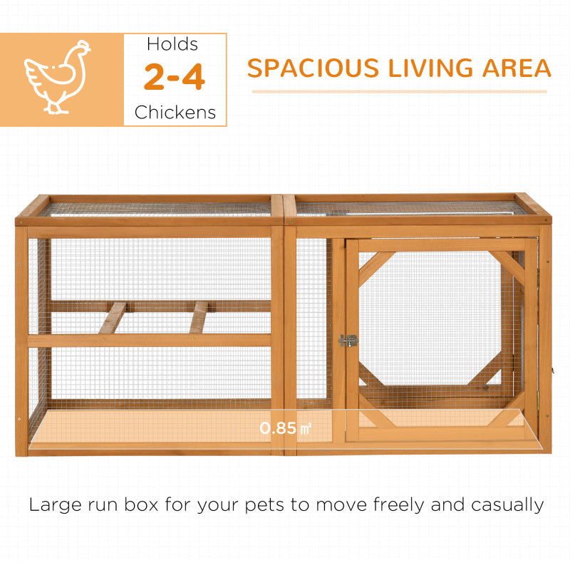 55" Wooden Chicken Coop Add-on, Outdoor Hen House with Synthetic Fiber Mesh, Expandable Mini Chicken Run with Combinable Design