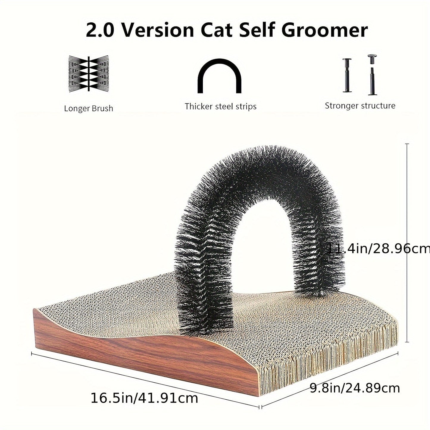 Deluxe Cat Groomer 2.0 - Arch Face Scratcher, Massager, and Brush for Gentle Back Grooming, Relaxation, and Shedding Reduction - Suitable for Indoor Kittens and Small Dogs